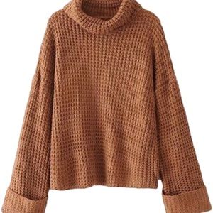 ‘Retta’ Cognac Ribbed Turtleneck Sweater